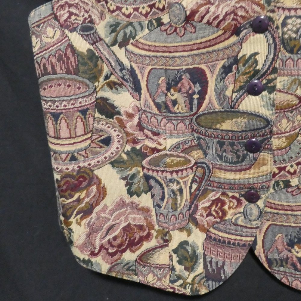 Vintage Tea, Coffee and Cream Tapestry Vest | Mint Condition | Made In Canada - Picture 6 of 14